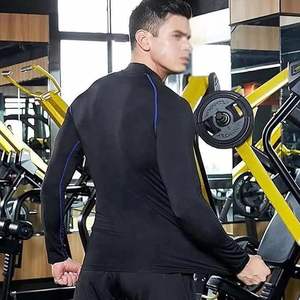 T-shirt de compression personnalisé à manches longues pour homme – Vêtement de sport et yoga en tissu Spandex anti-transparence, ajusté, taille élastique, haute qualité - Product Image 5