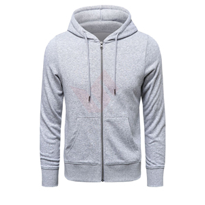 Sweat-shirt à capuche zippé en coton tricoté bleu marine pour homme, manches longues, couleur unie, coupe classique, décontracté, automne-hiver - Product Image 5
