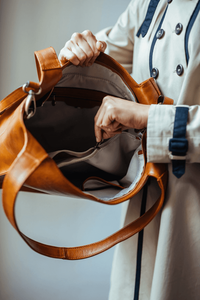 Sac fourre-tout en cuir véritable pour femme, couleur unie, sac à main minimaliste à bandoulière, poignée ouverte, usage quotidien - Product Image 3