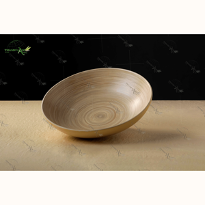 Plato grande de bambú hecho a mano para servir, plato de estilo europeo, respetuoso con el medio ambiente, comida sostenible para fiestas recuperada de Vietnam - Product Image 1