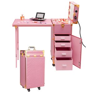 Tavolo Portatile per Manicure con Luce a 3 Colori e Altoparlante, Scrivania Pieghevole per Tecnici delle Unghie, Valigetta da Viaggio per Professionisti delle Unghie - Product Image 1