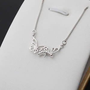 Pendentif papillon en argent S925, ensemble de pendentifs vides avec 8-9 perles, chaîne de clavicule, accessoires de bricolage pour femmes, colliers fins personnalisés - Product Image 5