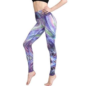 Pantalones de Yoga con Estampado a Color, Leggings Deportivos de Cintura Alta con Control de Abdomen, Fitness, Elásticos en Cuatro Direcciones, Spandex/Nylon, Secado Rápido, Transpirables - Product Image 3