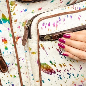 LW Sac à dos pour femmes en cuir de vache véritable isolé Bohemian Rock PVC résistant à l'eau Sac à bandoulière portable élégant - Product Image 4