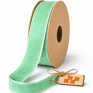 Cinta de Terciopelo Verde de 12 mm, 100% Poliéster, de una Sola Cara, Resistente al Encogimiento, Suave, Decorativa, al por Mayor, de Neelkamal Industries - Product Image 1