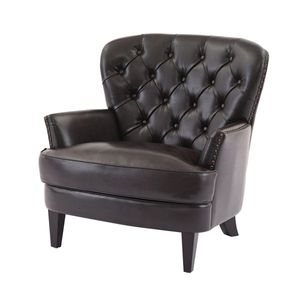 Elegante Poltrona Reclinabile Vintage Imbottita con Finitura a Borchie e Gambe in Legno Massello - Product Image 3
