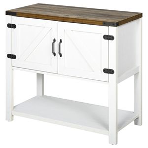 "Living Room <b>Cabinet</b> 2-Door Free Standing <b>Storage</b> with Bottom Shelf <b>White</b>" - Product Image 1
