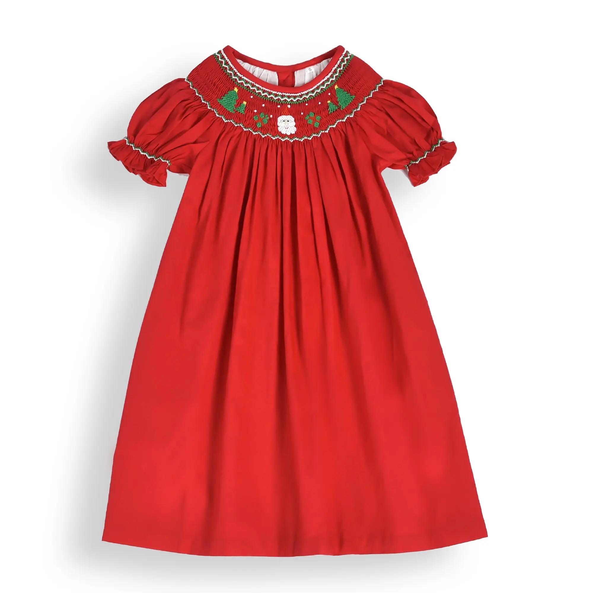 Baby Cute Red Christmas Tree Hand-embroidered Dress Children's Dress 1to 7 years