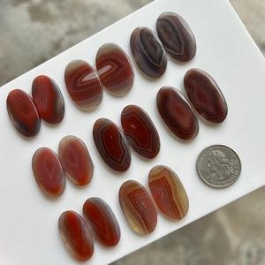 Natural Botswana Pink Banded Agate Oval Cabochon Charms Polished Striped Gemstone Pendant Findings for DIY Jewelry Making - Product Image 5