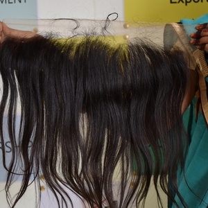 วิกผมแท้สำหรับคนผมตรงขนาด13*6สีดำบริสุทธิ์ผ่านกระบวนการทางเคมี - Product Image 2