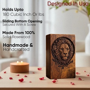 Personalized Lion Engraved American Style Sheesham Wood Urn Box Cremation Memorial <b>Ashes</b> <b>Keepsake</b> <b>for</b> Pet & Baby - Product Image 4