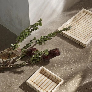Plateau décoratif moderne minimaliste en os incrusté, motif vertical, thème végétal, fait main, multifonctionnel, pour Diwali, mariage, fête - Product Image 1