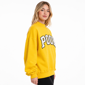 Sudadera amarilla personalizada para mujer, de cuello simulado, holgada, de felpa, con bordado de chenilla, OEM ODM, con letras griegas - Product Image 4