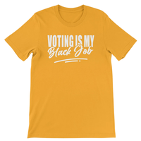 T-shirt Femme à Manches Courtes Imprimé Graphique « Voting Is My Black Job » Sigma Gamma Rho Or Blanc, Décontracté, Mode Streetwear, Impression Personnalisée