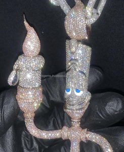 จี้เพชรทรงเหลี่ยมเจียระไนแบบไอซ์สไตล์ฮิปฮอปสำหรับผู้หญิง ทอง 14k ประดับเพชร RB Gems แท้ที่ได้รับการรับรองจากห้องปฏิบัติการ รุ่นใหม่ปี 2021 รับผลิตตามสั่งขายส่ง - Product Image 1