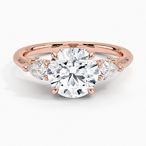 Anillo de Diamantes Cultivados en Laboratorio, Corte Redondo, VVS2, Forma de Pera, Marquesa, Diamante Redondo, Oro de 14K y 18K, Tres Piedras, Anillo de Compromiso y Boda, Joyería Fina - Product Image 3