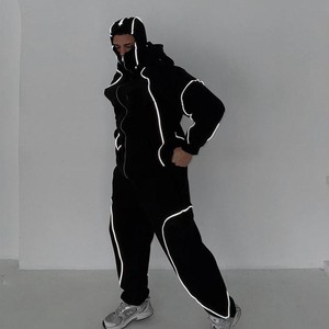 Conjunto Deportivo Unisex con Capucha, Transpirable y Ligero, Color Sólido, Estampado Luminoso, Cintura Ajustable con Cordón, Corte Regular, Casual - Product Image 4