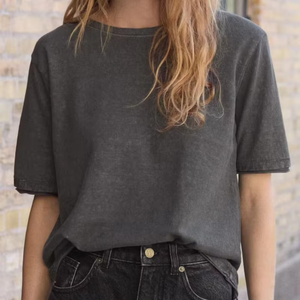 เสื้อยืดแฟชั่นแขนสั้นสำหรับผู้หญิงผ้าคอตตอนธรรมดาลำลอง - Product Image 4