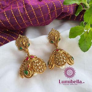 Vintage Gold Plated Peacock Drop Earrings for Wedding and Party - Product Image 2