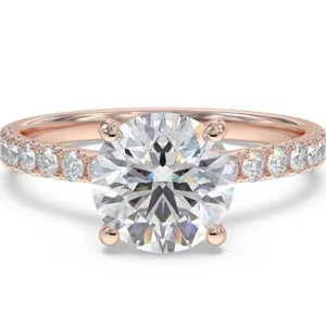 Round Diamond Shoulder <b>Set</b> Engagement <b>Ring</b> 0.50 Ct Lab Grown Diamond In 18K Yellow White Rose <b>Gold</b> And Platinum - Product Image 1