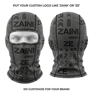 Balaclava en polyester et élasthanne respirant 280 GSM, design à panneaux noir et gris, logo personnalisé par sublimation et transfert thermique, balaclava pour le cou - Product Image 6