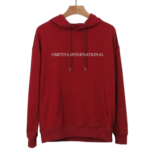 Double Sided Cotton Hooded Sweatshirt Breathable Summer Knitted Long Sleeved with Front Logo <b>Combed</b> Cotton - Product Image 4