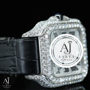 AARVA JEWELS นาฬิกาเพชรทรงสี่เหลี่ยมหรูหรา ตัวเรือนสแตนเลส สายหนัง ระบบอนาล็อก กลไกมิโยตะ 25 มม. หน้าปัดคริสตัลแซฟไฟร์ - Product Image 5