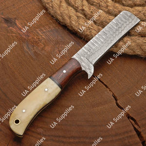 Couteau de cowboy occidental de haute qualité en acier Damas, ultra-affûté, avec manche en bois, étui Pancake, 4 lames modernes de survie - Product Image 5