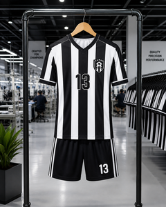 Wholesale Men's Adult Football Uniform Black <b>Soccer</b> Kit Custom Logo Sublimation Jersey and Shorts Set for Training Matches - Product Image 5