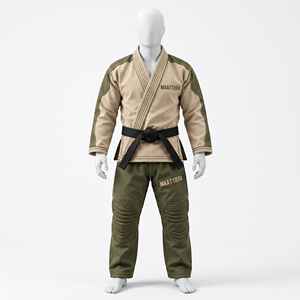 Uniforme de Jiu Jitsu Brasileño Personalizado, Kimono BJJ para Hombre, Dos Tonos Verde Oliva y Beige, Traje de Entrenamiento, Fabricante Mayorista - Product Image 3