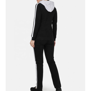 Conjunto deportivo de dos piezas para mujer, con top corto de manga larga con cremallera y pantalones deportivos con bolsillos, conjunto de chándal de algodón para mujer - Product Image 6