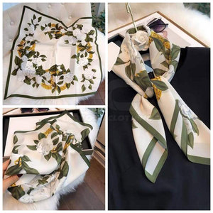 High Quality 100% Silk Women <b>Square</b> <b>Scarf</b> Wholesale Custom Design Floral Pattern Elegant Style Lightweight Durable Reasonable - Product Image 3