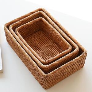 Bandeja de Servicio de Ratán de Lujo para Hotel, Redonda y Rectangular, Tejida a Mano, Organizador de Cosméticos, Juego de Cestas - Product Image 1