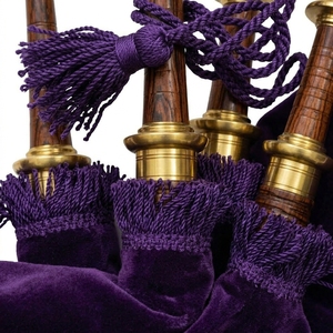 Bagpipe écossais en velours violet, avec montures en laiton et bois de rose, taille standard, fait main, ensemble musical écossais - Product Image 3