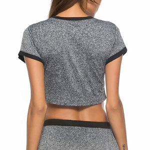 T-shirt court pour femme en mélange coton et élasthanne, anti-UV, séchage rapide, respirant, anti-boulochage, décontracté, été - Product Image 2