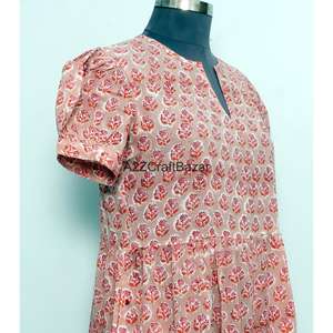 Vestido Maxi de Algodón 100% con Cuello en V y Manga Larga, Estampado a Bloques, Estilo Bohemio Casual, Sexy, Ecológico, Silueta en A, para Todas las Estaciones, Primavera - Product Image 5