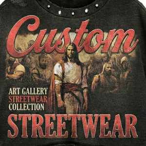 เสื้อยืด Glory Custom ประดับคริสตัล ล้างสีแบบทำเก่า 100% ผ้าฝ้าย สไตล์วินเทจสุดฮิต สำหรับใส่เท่ๆ แบบสตรีทแวร์และลำลอง 男女兼用 - Product Image 3