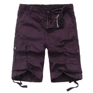 Men's Purple Cargo Shorts Mid Waist Plus Size Casual Bermuda with Pockets Zipper Fly Breathable 100% Polyester Woven - Product Image 1