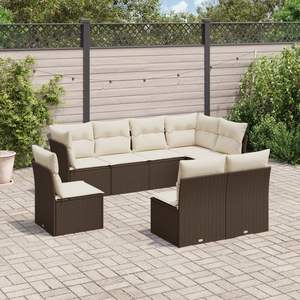 Grand ensemble de canapés de jardin modulaires en rotin PE marron - Product Image 1