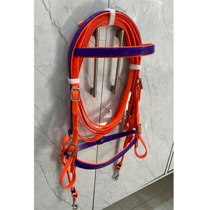 Juego de Brida para Caballo de PVC Naranja con Riendas a Juego, Duradero, Impermeable, Ajustable, con Herrajes de Acero Inoxidable, Marca LLT, 4 Tamaños - Product Image 3