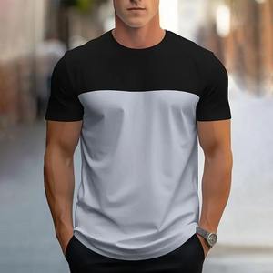 Men's O-Neck Short Sleeve Color Blocked Geometric Pattern Breathable <b>100</b>% <b>Polyester</b> T-<b>Shirt</b> Red White Black Regular Fit Casual - Product Image 4