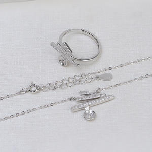 Juego de Anillos y Pendientes de Plata S925 Hechos a Mano, Joyería Fina para Mujer, Base Vacía Semiterminada para Perlas, Accesorios de Moda 1761 - Product Image 4