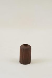 Brown Ribbed Ceramic Modern Round Flower Vase 4"-6" Diameter Tabletop Decorative Bud Vase for Home Wedding Shelf Decor - Product Image 3