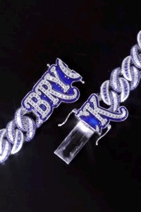 Cadena cubana de eslabones con incrustaciones de moissanita azul de 16 mm en plata 925, estilo hip hop, tipo Miami, para hombre, a bajo precio. - Product Image 6