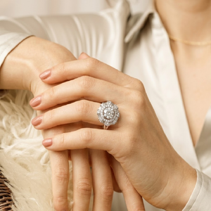 Best Workmanship Classic Unique Design High Quality 18k Solid White Gold Real Diamond Shape Elegant Wedding Engagement Party - Product Image 3