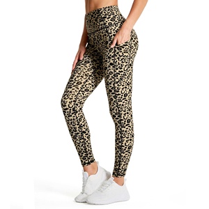 High Waist Leopard Print <b>Leggings</b> <b>Women</b> Full Length Seamless Knitted Sporty Yoga Pants Stretch Breathable <b>Compression</b> Activewear - Product Image 4