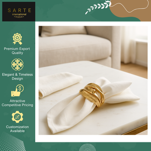 Vente exclusive - Ensemble d'anneaux de serviette élégants en métal, design artisanal, moderne, luxueux, dorés, écologiques, durables, de haute qualité, en stock - Product Image 4