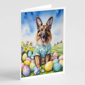 Belga Tervuren Easter Egg Hunt Tarjetas de felicitación Paquete de 8 Whimsical A7 Tamaño 5x7 Tarjetas de notas en blanco con sobres - Product Image 1