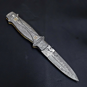 Premium Pattern Damascus Steel Folding Knife Handmade Pocket <b>Tool</b> Outdoor <b>Camping</b> Hiking Fishing Travel Everyday Utility - Product Image 3