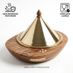 Juego de Servidor de Comida de Madera de Lujo para Ramadán con Tapa Cónica Metálica, Calentador de Comida Premium para Majlis, Olla Caliente para Venta al por Mayor en el Golfo - Product Image 4